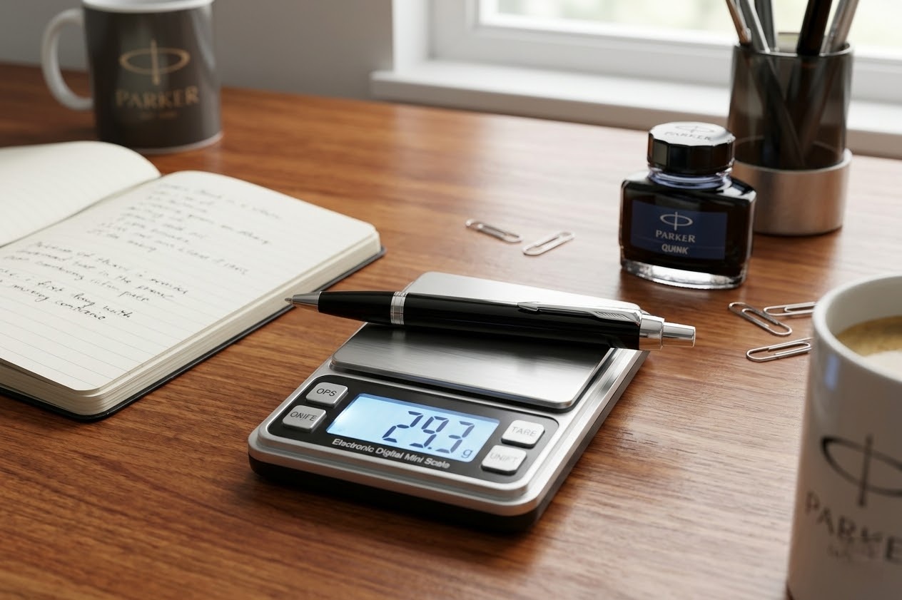 Review Trọng Lượng Bút Parker IM Cầm Có Đầm Tay Không? 1 trọng lượng thực tế của Parker IM thể hiện sự cao cấp từ vật liệu kim loại nguyên khối