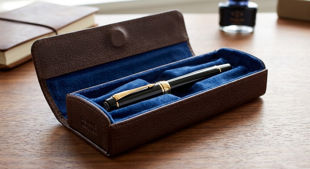 Cách bảo quản bút Parker mạ vàng 23k luôn sáng bóng không bị xỉn màu 2 bao da hoặc hộp lót nhung chuyên dụng là chiếc áo giáp hoàn hảo nhất bảo vệ lớp mạ vàng 23k khỏi trầy xước và độ ẩm